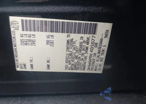 2017 Nissan Maxima 3.5 Sv from USA, damaged, VIN 1N4AA6AP9HC405077